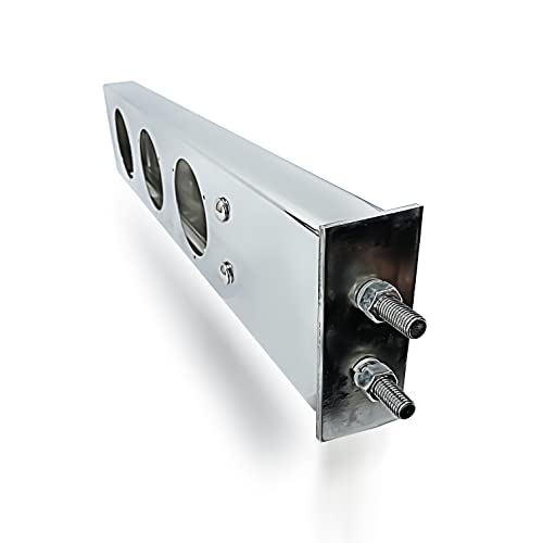 Image of TORQUE Mud Flap Hanger for Semi Trucks 2-1 /2 inch Bolt Spacing 30 inch Stainless Steel, 4 inch Light Cutouts, Lights NOT Included, Spring Loaded, Straight, Right Left Included, (TRMFH309)