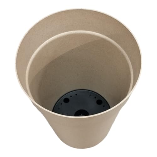 Image of Harshdeep Planters for Home Decor - Rome - Indoor Outdoor Home Office Garden Decorative Eco Friendly Round 12 Inch Recyclable Plant Pot Bamboo and Rice Husk Set of 2 (Cream)