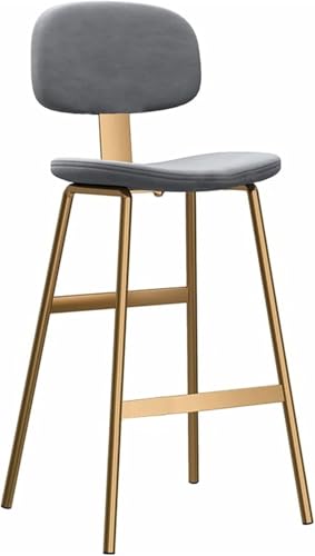 Tabourets de bar en velours haut de gamme et métal doré milieu du siècle
