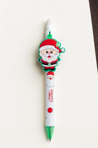 Image of GIFTS- 4 Pcs Christmas Gel Pen Set | Cute Holiday Pens with Santa, Snowman & Tree Toppers | Smooth Blue Ink Writing Pens for Kids & Adults | School Office Stationery | Christmas Gift Pens