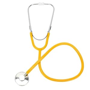 Stethoscope – 22” Long Tubing, Lightweight Stethoscope with Aluminum Chestpiece – Single Head, Acoustic Sound Yellow Doctors, Nurses, Students, Medical and Home Use