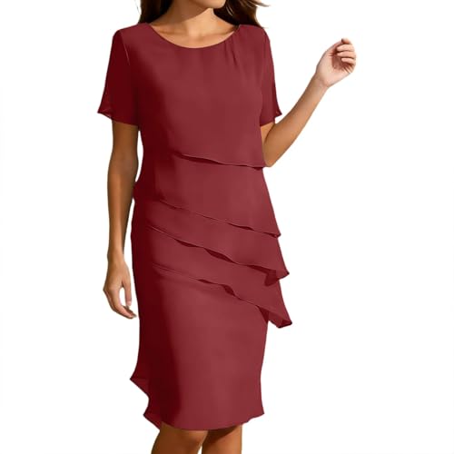 Robe t-shirt color block manches courtes, vêtement tendance pour femme active