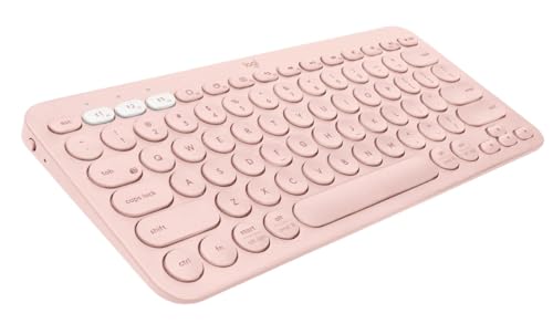Logitech K380 Multi-Device Wireless Bluetooth Keyboard Designed for Windows, Mac, Chrome OS, Android, iOS, Apple TV, Space-Saving Compact Design - Rose (Renewed)