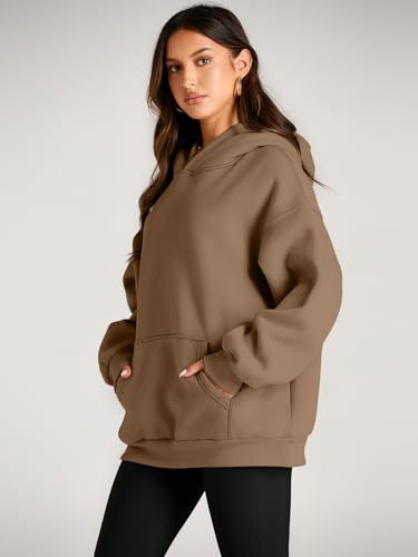EFAN Womens Hoodies Oversized Sweatshirts Pullover Fleece Sweaters Long Sleeve Winter Fall Outfits Fashion Y2k Clothes Khaki M