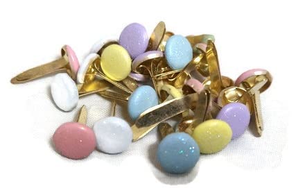 Pastel Colored Glitter Round Brads 25pc Paper Fasteners
