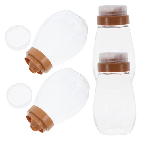 VICASKY 4pcs Clear Plastic Honey Storage Containers with Lids Leak Jars for Honey Jam and Spices Multipurpose Kitchen Dispenser
