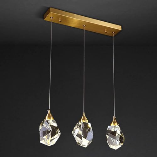 Suspension LED en cristal luminaire suspendu moderne lumière neutre dorée 5W cuisine salle à manger