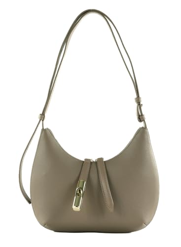 Sac épaule Furla Goccia S en cuir bicolore stucco et mauve