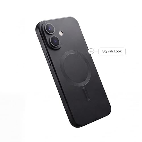 Image of amazon basics Premium Mag-Safe Case for iPhone 16 | Shockproof & Anti-Scratch Cover | Soft Silicone with Wireless Charging | Camera Lens Guard - Black