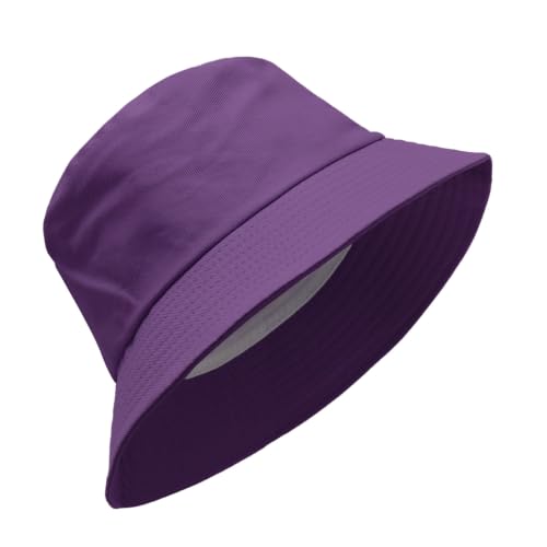 PFFY Bucket Hat for Women Men Cotton Summer Sun Beach Cap Solid Darkpurple