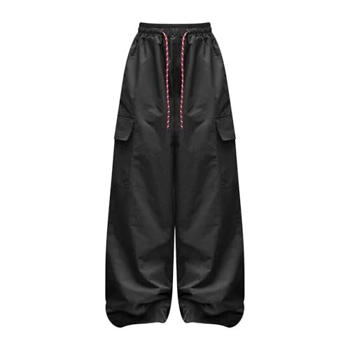 Straight Baggy Cargo Pants for Girls High Waist Adjustable Elastic Drawstring Sweatpants Teens Fall Solid Color Pants2