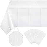Weiße Papiertischdecken für rechteckige Tische, 3-lagig, Einweg-Tischdecken für Partys, rechteckige Party-Tischdecken für Geburtstag, Hochzeit, Jubiläum, Bankett, 137 x 274 cm, 6 Stück