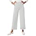 Women's Capri Jeans High Waist Vintage Stretch Wide Legs Pants Loose-fit Smooth Fashion Trousers with Pocket Gray