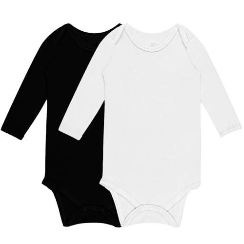 Image of GUISBY Cotton Long Sleeve Baby Bodysuit Infant Pajamas for Boys Girls 2 Packs