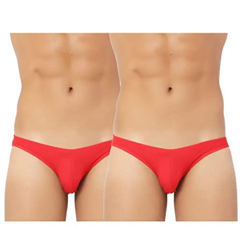 bruchi club G-Strings Briefs for Men and Boys | Antibacterial Low Waist Micro Modal Bikini Panty Innerwear | 95% Micro Modal 5% Elastane Underwear (Red, Pack of 2)-picture-56