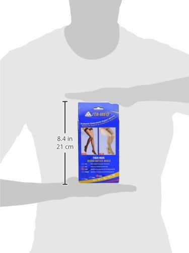 Image of ITA-MED Microfiber Thigh Highs - Compression (25-35 mmHg): H-306(2), 2 Count, XX-Large, Beige /Black