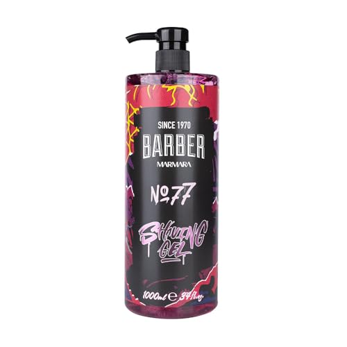 BARBER MARMARA Gel de afeitar para hombre No.77 – Gel de afeitar para hombre, transparente, 1000 ml, afeitado preciso de los contornos de la barba – No hace espuma – Enfría la piel