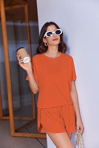 Image of Ekouaer Womens Pajama Sets Sexy Lounge Sets Side Split Short Pj Sets Cute Pjs 2 Piece Comfy Sleepwear Loungewear