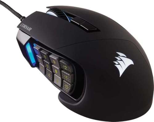 Corsair Scimitar RGB Elite Kabelgebundene MOBA/MMO Gaming-Maus - Schwarz | 18.000 DPI, 17 programmierbare Tasten, Integrierter Profilspeicher, iCUE-Kompatibel