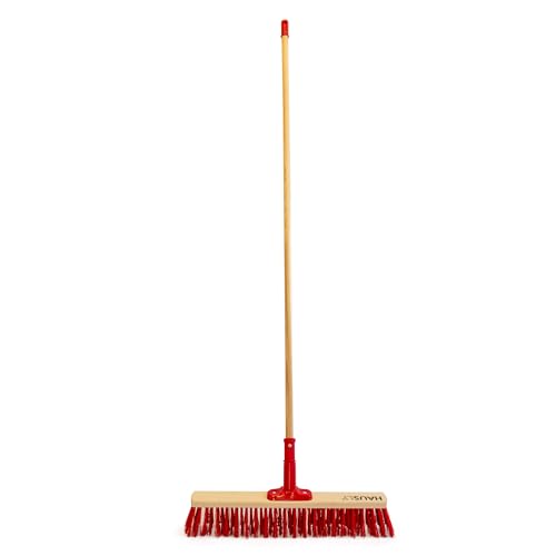 VASKO Balai de rue avec pointe amovible Extra Click + bâton de balayage 50 cm Balai à poils durs Manche en bois 160 x 2,2 cm
