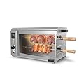 Brazilian Flame Indoor or Outdoor Rotisserie Grill Roaster with 2 Auto Rotating Skewers for Rotisserie Chicken, Steak, Fish, Brazilian Style BBQ, Electric Rotisserie Oven for Apartment or Home