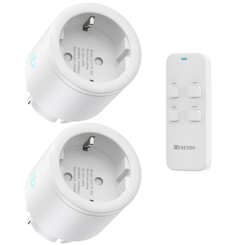 2er-Set Funksteckdose mit Fernbedienung, Steckdose mit Fernbedienung, 2 unabhängige Steckdosen + 1 Fernbedienung, 30M Reichweite, 2500 W max, Ideal für Lampen, TV, Lüfter