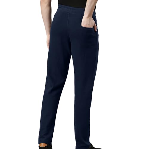 Image of F A S O Men's Cotton Track Pants - Casual Fit, Ottoman Fabric, Denim Pocket, Invisible Back Pocket, Adjustable Drawcord Waist - Gym, Workout, All-Day Comfort Lounge Joggers