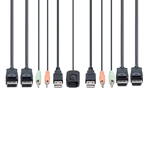 Image of StarTech 2-Port Dual-Monitor DisplayPort Cable KVM, 4K 60Hz, USB Powered