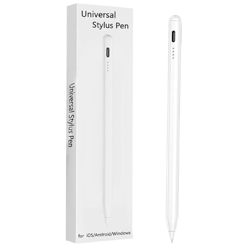 HUG PUPPY Universal Stylus Pen for Touchscreens, Rechargeable Fine Tip Digital Pen for Writing, Drawing & Note-Taking, Works with Android and iOS Devices (White)