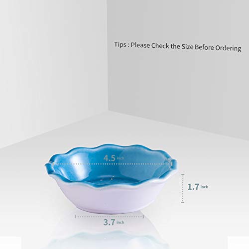 Ceramic Mini Pie Pan Set, Jemirry 5 inch Round Pie Dish Quiche Tart Cake Pan for Baking, Set of 4 -Reactive Glaze Light Blue - Thumbnail 4