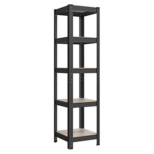 SONGMICS Étagère de Rangement à 5 Niveaux, 37 x 37 x 150 cm, Capacité 400 kg, Planches Réglables, Style Naturel, pour Cuisine, Salon, Grège et Noir...