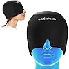 Migraine Relief Cap Ice Head Wrap and Hat | Hot/Cold Gel Pack with Face and Eye Mask Compress for Headache Relief – Black