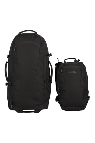 Mountain Warehouse Voyager Wheelie 50 + 20 Litre Rucksack - Padded Airmesh Back Daypack with Lockable Zips & Adjustable Straps - All Season Camping, Outdoors & Trekking Jet Black One Size - Image 6