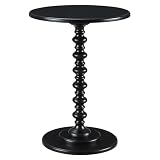 Convenience Concepts Palm Beach Spindle Table 17.75' - Traditional Round End Table for Living Room, Turned Solid Wood Side Table, Classic Display Pedestal Table, Black