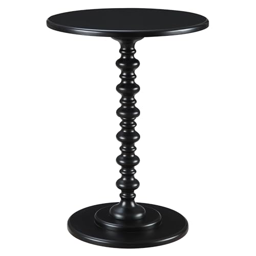 Convenience Concepts Palm Beach Spindle Table 17.75" - Traditional Round End Table for Living Room, Turned Solid Wood Side Table, Classic Display Pedestal Table, Black