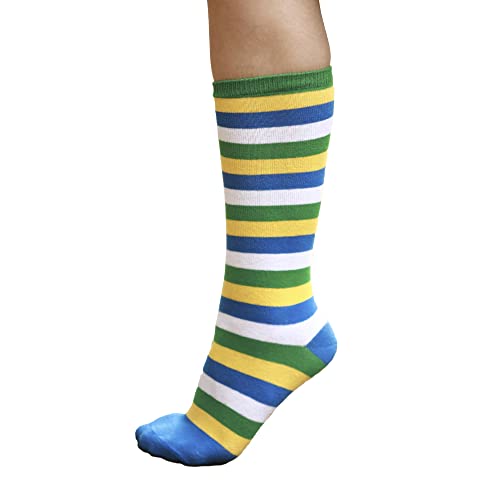 Meia Cano Alto Infantil Copa Do Mundo Brasil Jokenpô Listras Cor:Branco;Tamanho:M