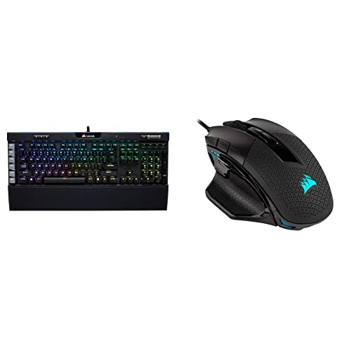 Corsair K95 RGB Platinum Mechanical Gaming Keyboard - Black Finish & Nightsword RGB - Comfort Performance Tunable FPS/MOBA Optical Ergonomic Gaming Mouse with Backlit RGB LED, 18000 DPI, Black