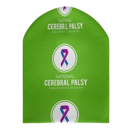 Cerebral Palsy Awareness Month Kids Beanie Hat for for Girls Boys Children Cap Winter Knitted Chemo Cancer Headwear Accessories Gifts Decoration Black3