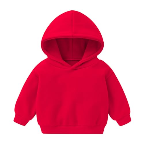 Generisch Niños Niños Niñas Suéter Polar Sudadera Niños Sólido Plus Bebés Con Color Top Niñas Tops Ropa Niños, rojo, 12-18 meses