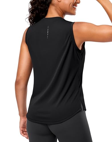 G Gradual Women's Sleeveless Workout Tops Lightweight High Neck Tennis Yoga Shirts Running Athletic Tank Tops for Women(Black,L)