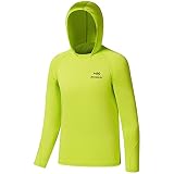 BASSDASH Youth UPF50+ Performance T Shirt with Hood Long Sleeve Fishing Hiking Sun Shirt FS03Y Pear