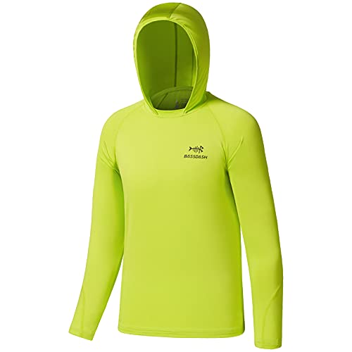 Bassdash Youth Upf50+ Performance T Shirt With Hood Long Sleeve Fishing Hiking Sun Shirt Fs03Y Pear Green #TOP20