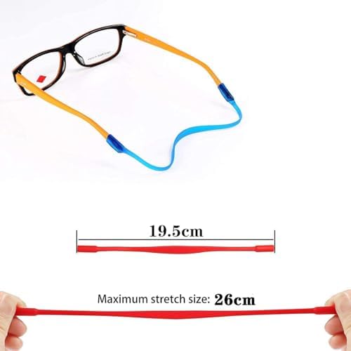 5 Cordons Pour Lunettes Enfants + 2 Paires Anneaux Antidérapants - Rouge Jaune Bleu Vert Violet
