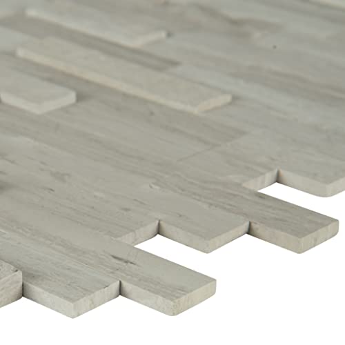 Msi La Crema Stax Interlocking 10.75 In. X 11.65 In. X 6 Mm 3D Peel And Stick Honed Marble Tile For Bathroom, Kitchen Backsplash, Wall Tile, And Shower Wall Tile, La Crema Gray-Light #TOP3