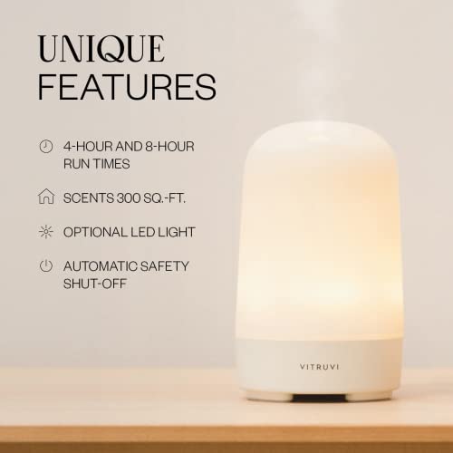 Vitruvi Glow Diffuser And Organic Lavender Essential Oil Bundle, Ultrasonic Essential Oil Diffuser | 100% Pure Premium Essential Oil, Aromatherapy Diffuser #TOP3