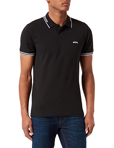 BOSS Herren Paul Curved Polohemd, Black1, XL EU