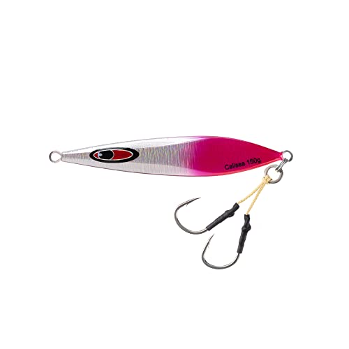 Calissa Offshore Tackle Flat Side Slow Pitch Jig - 80G 150G 250G 300Lbs Assist Hooks 3/0 Butterfly - Vertical Jig Speed Lure Slow Pitch Flat (80G - Magic Pink) #TOP1