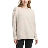Danskin Women's Active Split Hem Tunic Pullover, Oatmeal Heather, Small
