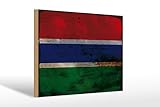 Femer Holzschild Flagge Gambia 30x20cm Flag of the Gambia Rost
