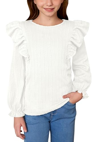 Chemise côtelée à manches longues pour filles de 6 à 14 ans haut décontracté